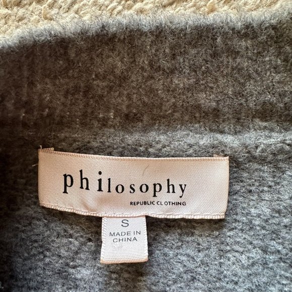 Philosphy Sweater Womens Small Crewneck Long Sleeve Wool Blend Grey Knit - Picture 3 of 11